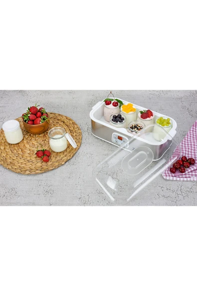 ZLN6104 Dijital Yoğurt Yapma Makinesi | Paslanmaz Çelik Gövde | 8 Cam Kavanoz 8x180 / 1440ml. - Resim 6