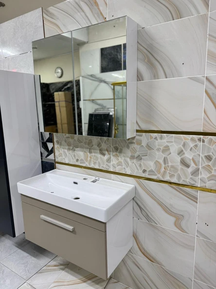 MALTA 80 CM BANYO DOLABI (BEYAZ-DEFNE) ürün görseli