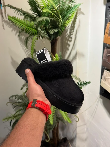 PLATFORM TABAN KÜRKLÜ KADIN TERLİK SİYAH ürün görseli 1