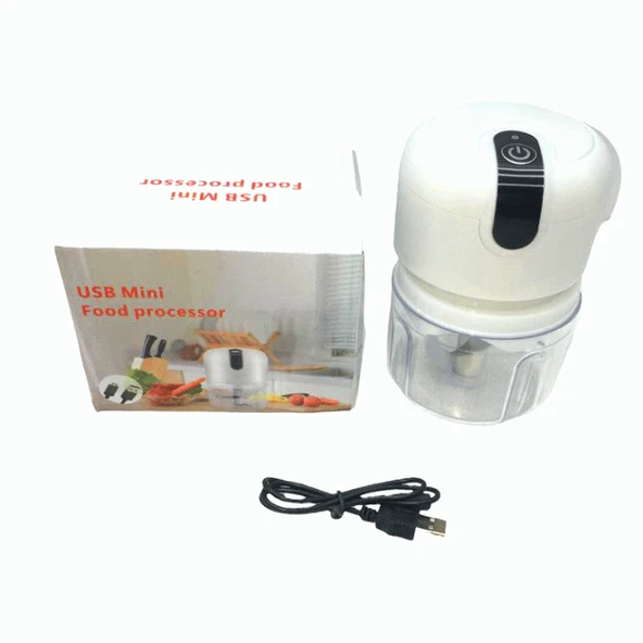 USB MİNİ FOOD PROCESSOR USB ŞARJLI MİNİ 3 BIÇAK BLENDER RONDO DOĞRAYICI 250ML - 45W (5314) - Resim 2