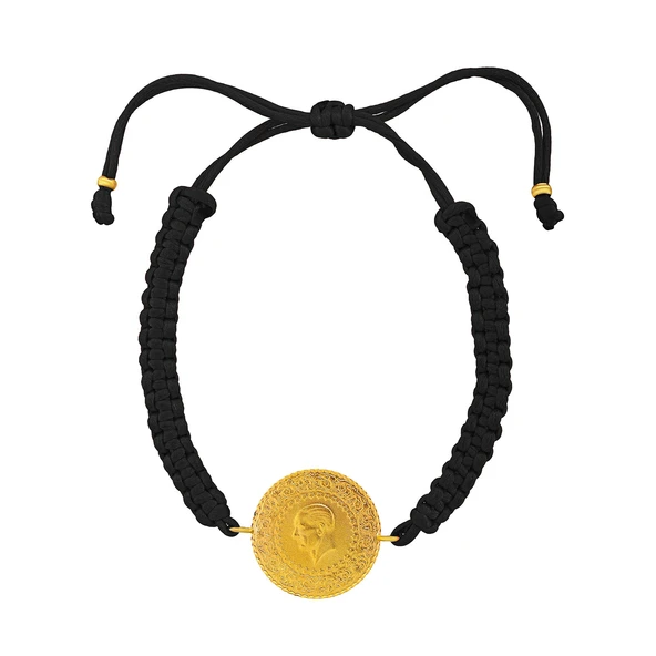 Gekas Kuyumculuk 22 Ayar Yeni  Altın Siyah Renkli Yarım İpli Bileklik - Resim 2