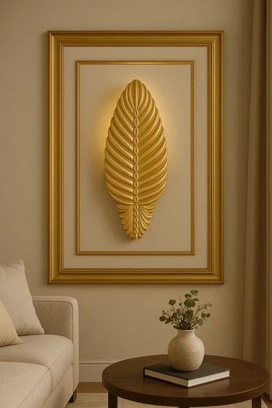 ASZEN Gold Dekoratif Kabartma LED Duvar Apliği 48x22 cm 9 wolt pilli ürün görseli 1