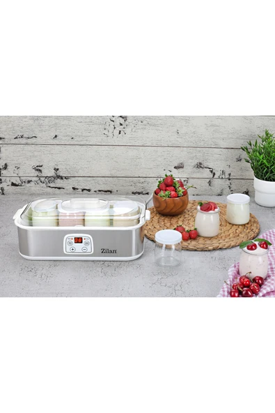 ZLN6104 Dijital Yoğurt Yapma Makinesi | Paslanmaz Çelik Gövde | 8 Cam Kavanoz 8x180 / 1440ml. ürün görseli