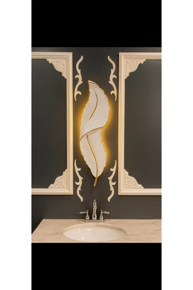 ASZEN Dekoratif ledli kuş tüyü duvar aydınlatma aplik Ebat (62×18) ürün görseli 1