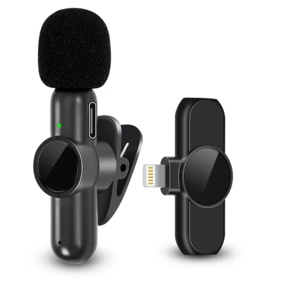 Type C Uyumlu İphone Dönüştürücülü Kablosuz Yaka Mikrofonu Android ve İphone Uyumlu Mini Mikrofon (5314) - Resim 3