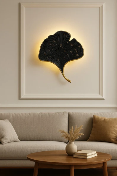 ASZEN Modern ledli Mabet yaprağı aplik pilli Ebat(35×32) - Resim 4