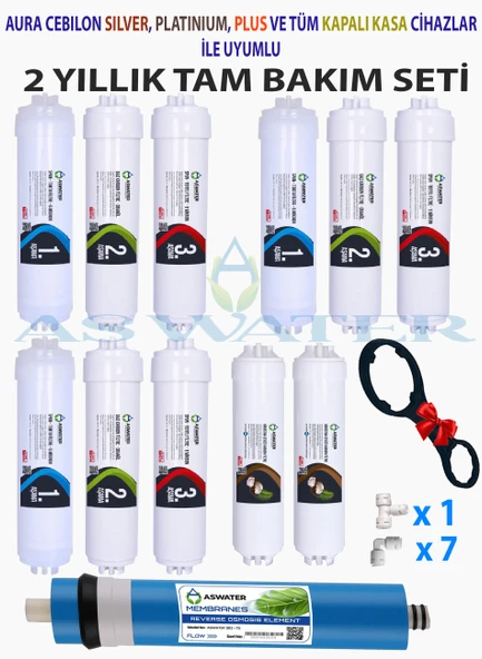 As Water Ihlas Aura Cebilon -Plus-Silver-Platinum -Uyumlu 2 Yıllık Bakım Seti Filtre Seti ürün görseli