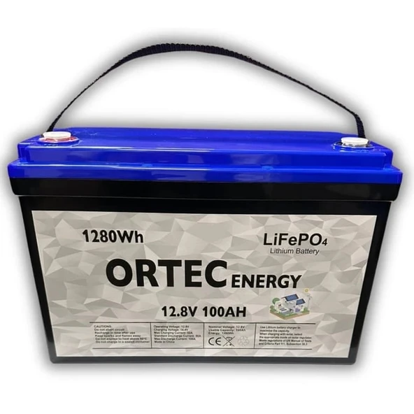 Ortec Solar 12.8 V 100 Ah LiFePO4 Plastik Kasa Batarya ürün görseli