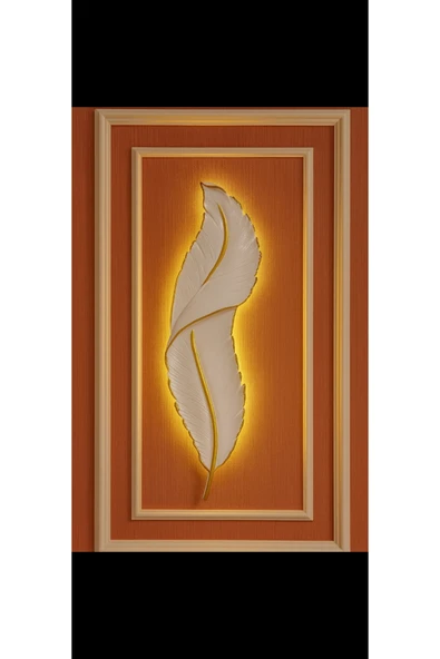 ASZEN Dekoratif ledli kuş tüyü duvar aydınlatma aplik Ebat (62×18) - Resim 3