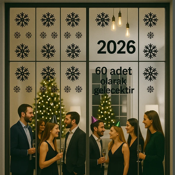 yılbaşı kartaneleri siyah ,yılbaşı stickerları,kartanesi sticker 60 adet - Resim 2