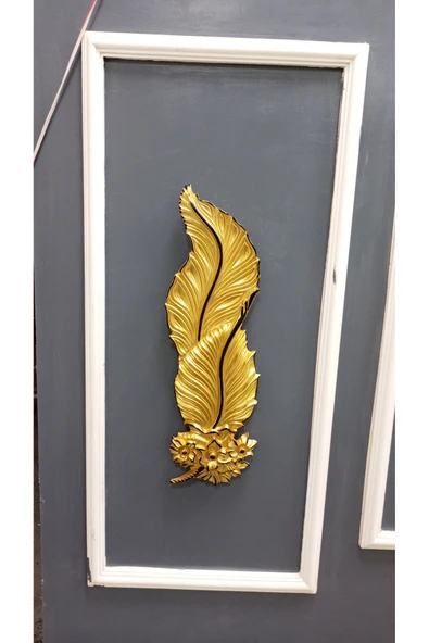 Tasarım Gold buketli yaprak aplik siyah çizgili Ebat(62*22) Pilli - Resim 2