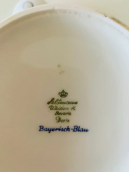 Antika Seltmann Weiden Alman Porseleni Mavi Çiçek Desenli Büyük Kahve Demleme Potu/Coffee Pot - Resim 4