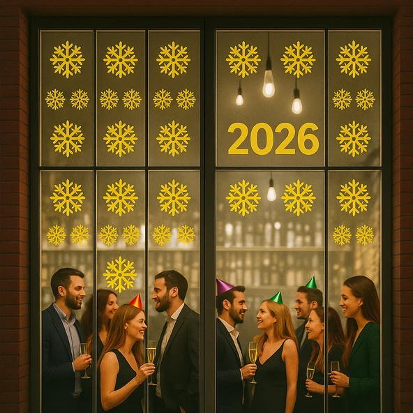 yılbaşı kartaneleri sarı  ,yılbaşı stickerları,kartanesi sticker  60 adet - Resim 2