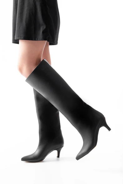 SYT-2025 Siyah Cilt  Günlük Kadın Çizme - Resim 4