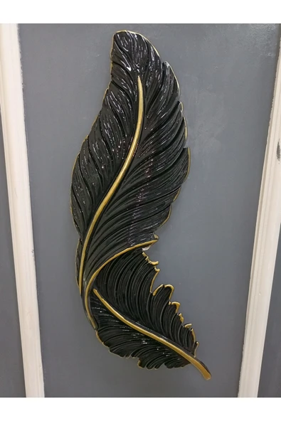 ASZEN Beyaz Gold Damarlı Kuş Tüyü Aplik – 9 Wolt Pilli – Her Yöne Asılabilir Ebat(67×26) - Resim 4