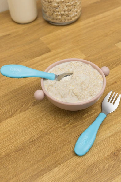Wee Baby Süper Vakumlu Tabak ve Çelik Kaşık Çatal Seti Erkek - Resim 5