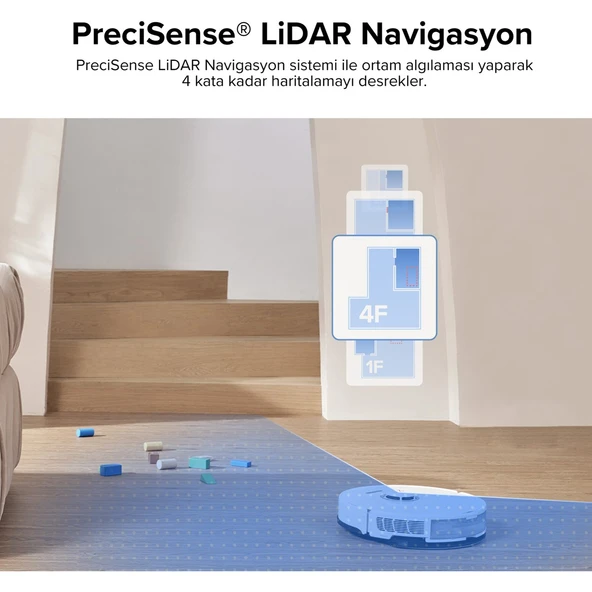 S8 Sonic Mopping Akıllı Robot Süpürge S8 Beyaz - Resim 7