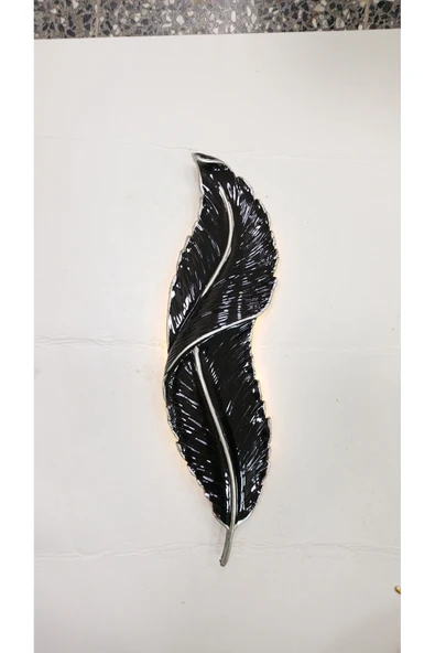 ASZEN Tüy duvar aydınlatma pilli aplik siyah gümüş damarlı ebat (62×18 - Resim 4