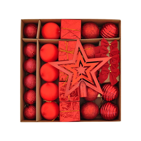 Yılbaşı Ağaç Süsleme Seti 29 Parça -Kırmızı- ürün görseli 1