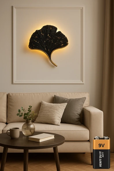 ASZEN Modern ledli Mabet yaprağı aplik pilli Ebat(35×32) - Resim 2