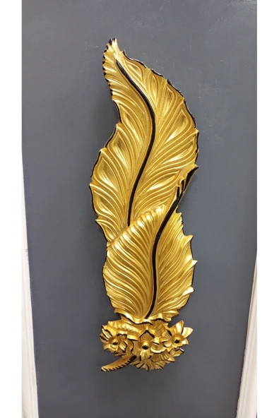 Tasarım Gold buketli yaprak aplik siyah çizgili Ebat(62*22) Pilli - Resim 4