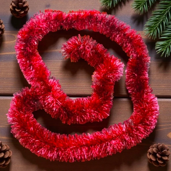 YILBAŞI BOYUN SİMİ KIRMIZI 2 METRE YILBAŞI BOYUN SİMİ YUMUŞAK GARLAND YILBAŞI SÜSLEMELERİ ürün görseli