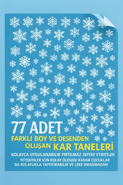 Yeni Yıl Kar Taneleri Sticker Seti - Kış Temalı Kar Taneleri - Resim 3