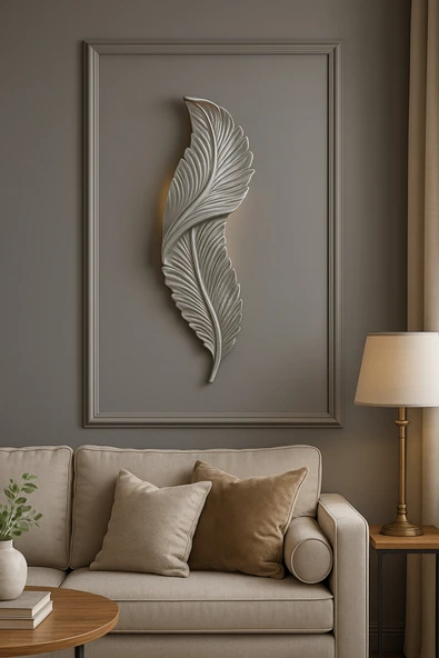 ASZEN Gümüş kuş tüyü aplik ebat (50*14) 9 wolt pil ile calışmaktadır - Resim 4