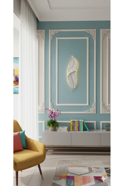 ASZEN Dekoratif ledli kuş tüyü pilli aplik Ebat (62×16) - Resim 2