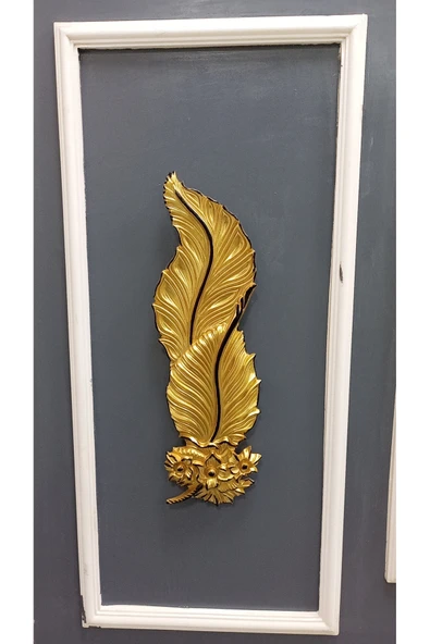 Tasarım Gold buketli yaprak aplik siyah çizgili Ebat(62*22) Pilli - Resim 3