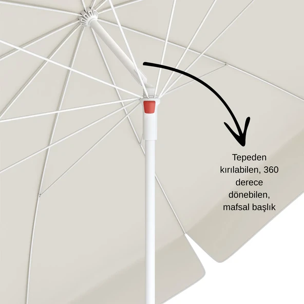 Balkon ve Plaj Şemsiyesi 200 cm 360 Derece Dönebilen - Resim 4