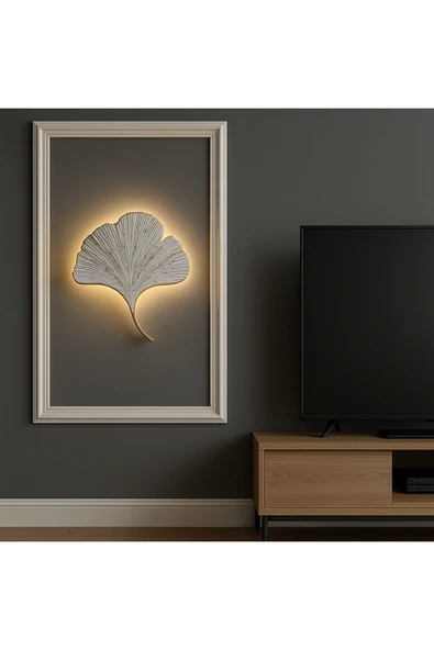 Tasarım Dekoratif Mabet yaprağı duvar aydınlatma aplik pilli - Resim 5