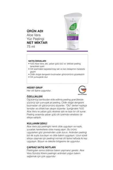 LR Aloe Vera Yüz Peeling (scrub) 75 ml X 2 Adet - Resim 2