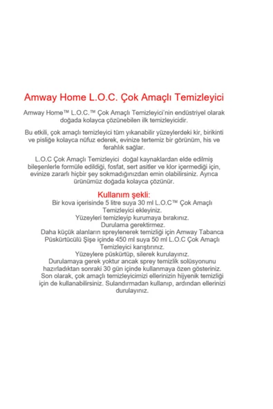 Amway Home L.o.c. Çok Amaçlı Temizleyici 1 Lt Hsgl - Resim 2
