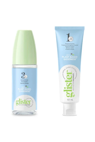 AMWAY GLISTER diş macunu ve ağız bakım suyu ürün görseli