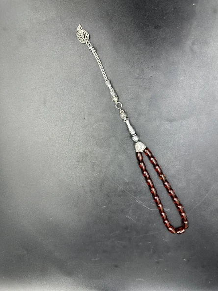 Ay Yılldız Alpaka Püskül  Ateş Kehribar Tespih Ahşap Kutu) - Resim 2