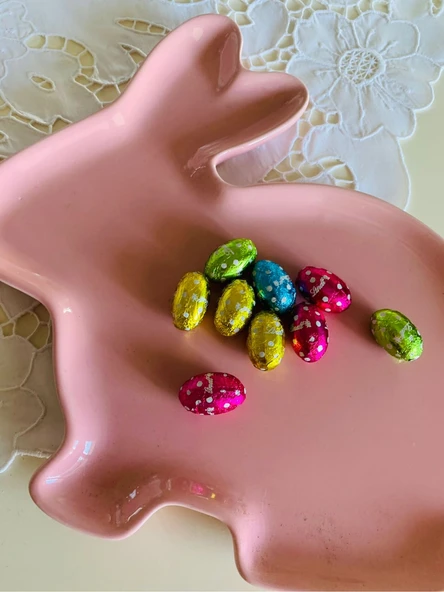 Primark Home Paskalya Easter Sevimli Pembe Tavşan Pink Rabbit Büyük Porselen Sunum Tabağı - Resim 4
