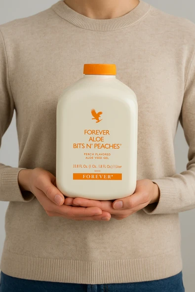 Forever Living Forever Aloe Bits N’ Peaches | 1 Litre | Şeftali Aromalı Aloe Vera Jel | Sıvı Takviye Edici Gıda - Resim 3