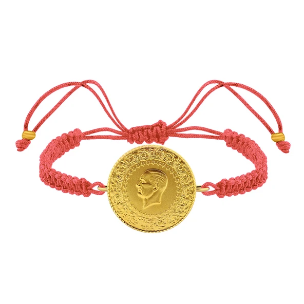 Gekas Kuyumculuk 22 Ayar Yeni Tam Altın Pembe Renkli İpli Bileklik - Resim 3