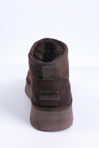 PLATFORM TABAN KÜRKLÜ KADIN BOT KAHVE - Resim 3