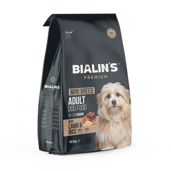 Bialins Premium Mini Breed Yetişkin Köpek Maması Kuzu & Prinçli 12kg ürün görseli