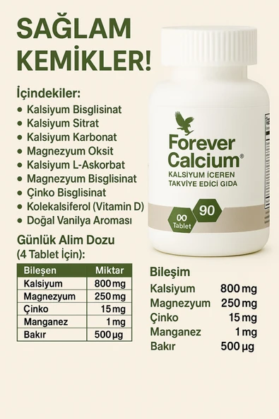 Forever Living Forever Calcium 90 Tablet – Günlük Kalsiyum ve Mineral Takviyesi - Resim 2