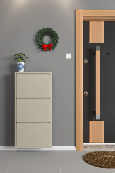 Formood Üçlü Metal Ayakkabılık Bej - Ral 7032 ürün görseli