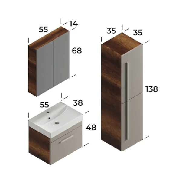 MALTA 55 CM BANYO DOLABI (BAROK-DEFNE) - Resim 2