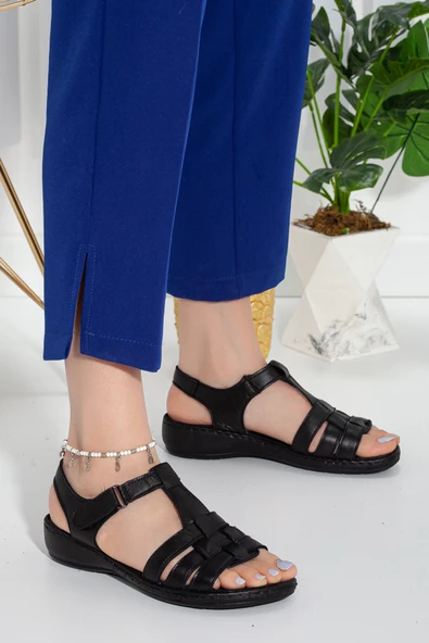 Artı-Artı014-0105 Hakiki Deri Günlük Kadın Sandalet - Resim 2