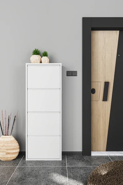 Formood Dörtlü Metal Ayakkabılık Beyaz ürün görseli