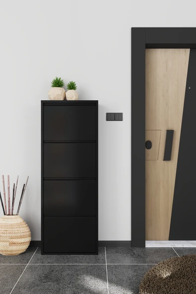 Formood Dörtlü Metal Ayakkabılık Siyah ürün görseli