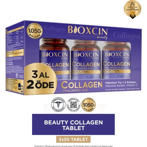 Bioxcin Collagen Hyaluronic Acid Hidrolize Tip 1-3 Kolajen 3 x 30 Tablet - 3 Al 2 Öde ürün görseli