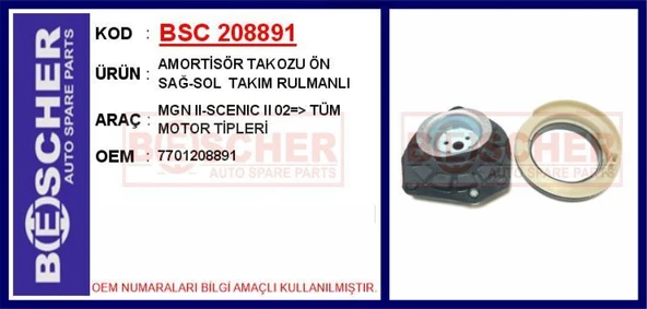 Renault Amortısor Ust Takozu+rulmanı Megane II Scenic II - Bsc 208891 ürün görseli 1