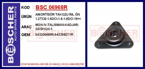 Renault Amortısor Takozu On Sag Sol Nissan Qashqaı II 13> Renault Megane IV Kadjar Talısman 1.2 Tce 1.5 DCI - Bsc 06968r ürün görseli 1
